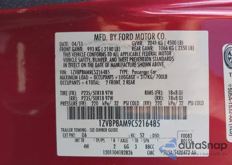 2012 Ford Mustang V6 Premium from USA, damaged, VIN 1ZVBP8AM9C5216485